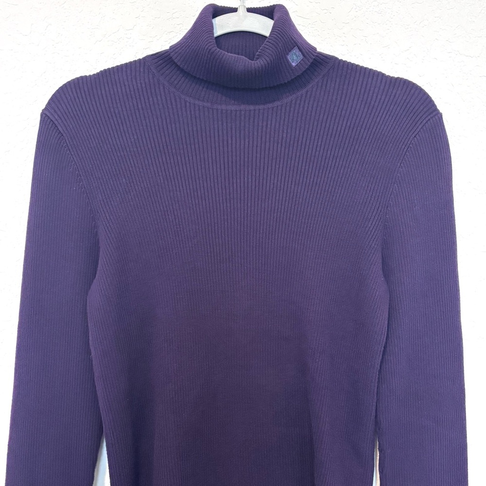 Lauren Ralph Lauren Deep Purple Turtleneck Sweater Women’s Medium Closet Staple - Picture 2 of 7
